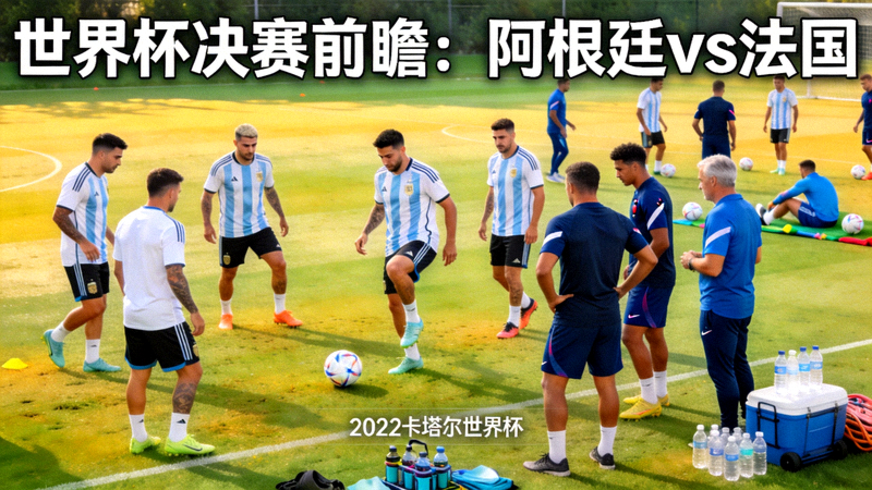 世界杯决赛前瞻：阿根廷队与法国队在训练场上积极备战的场景